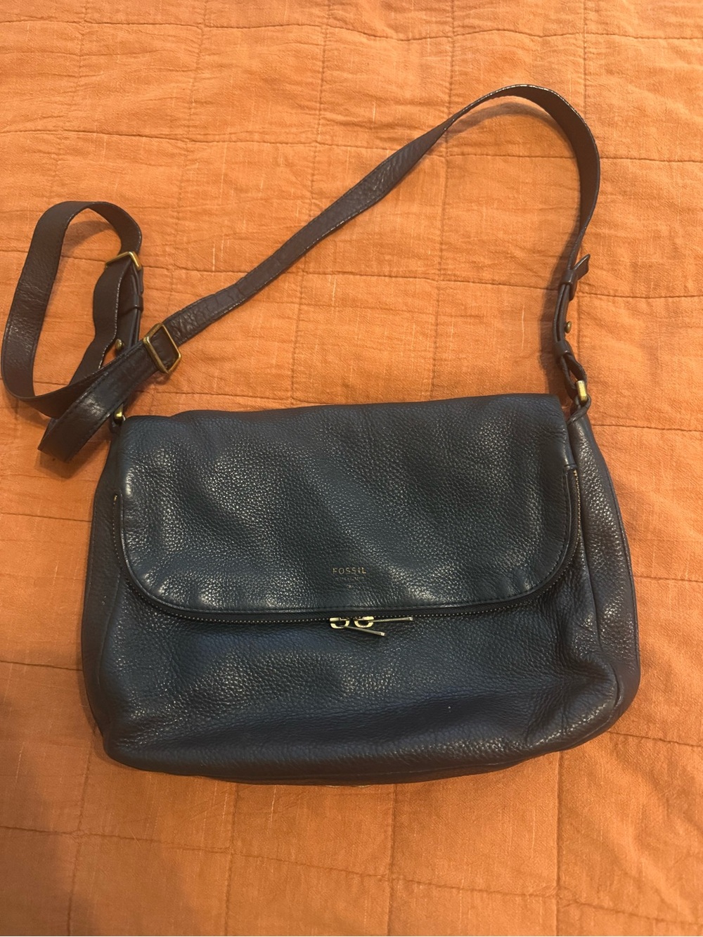 Fossil Navy Leather Crossbody
